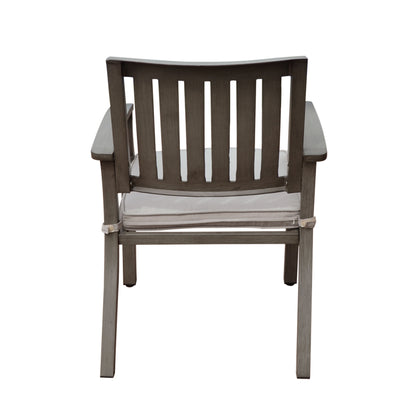 Outdoor Modern Aluminum Dining Chair with Cushion (Set of 2), Dark Gray and Silver