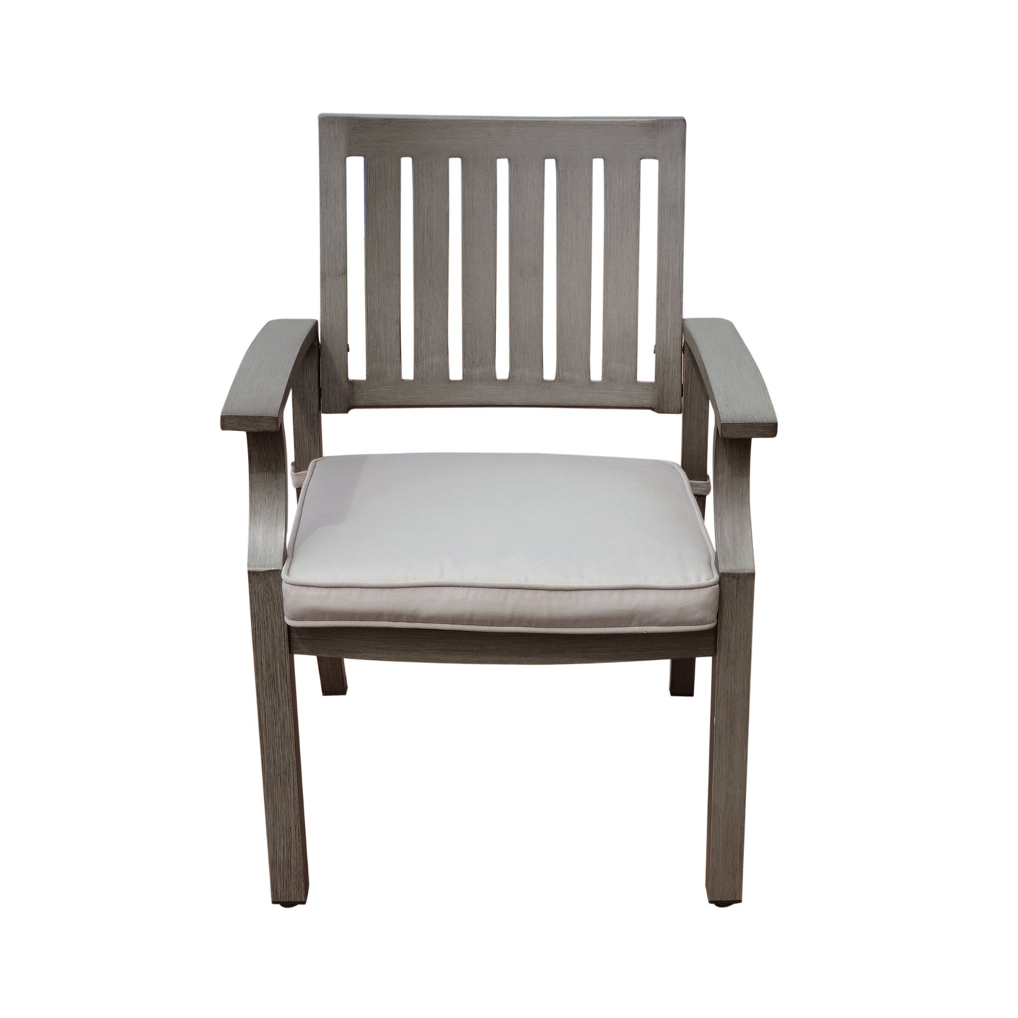 Outdoor Modern Aluminum Dining Chair with Cushion (Set of 2), Dark Gray and Silver