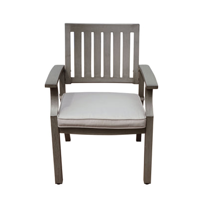 Outdoor Modern Aluminum Dining Chair with Cushion (Set of 2), Dark Gray and Silver