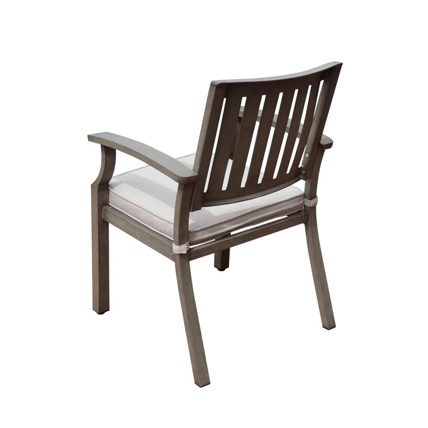 Outdoor Modern Aluminum Dining Chair with Cushion (Set of 2), Dark Gray and Silver