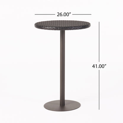 Outdoor 26" Round PE Rattan Bar Table, Multibrown