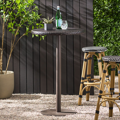 Outdoor 26" Round PE Rattan Bar Table, Multibrown