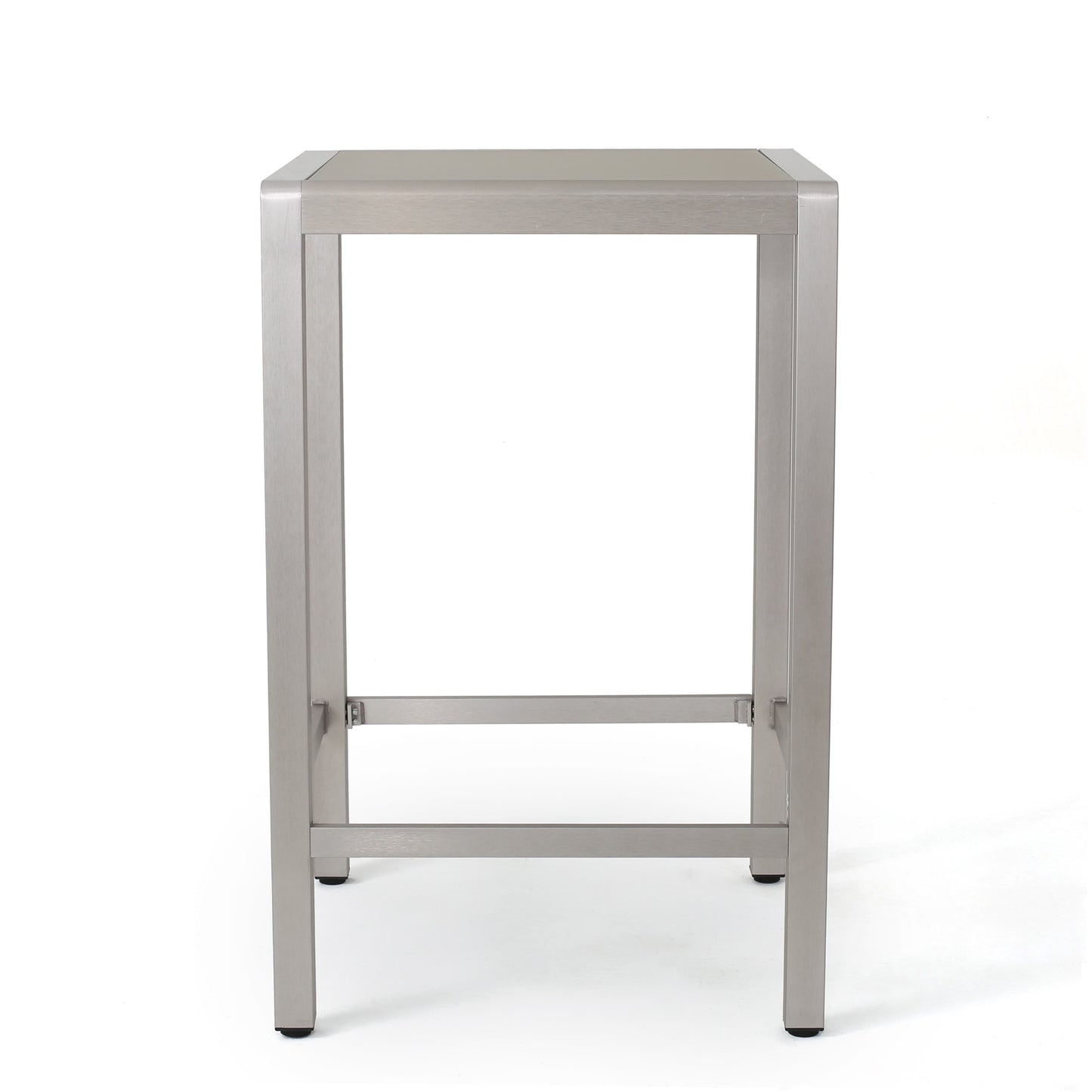 43" Outdoor Aluminum Frame Bar Table with Glass Table Top, Grey Finish