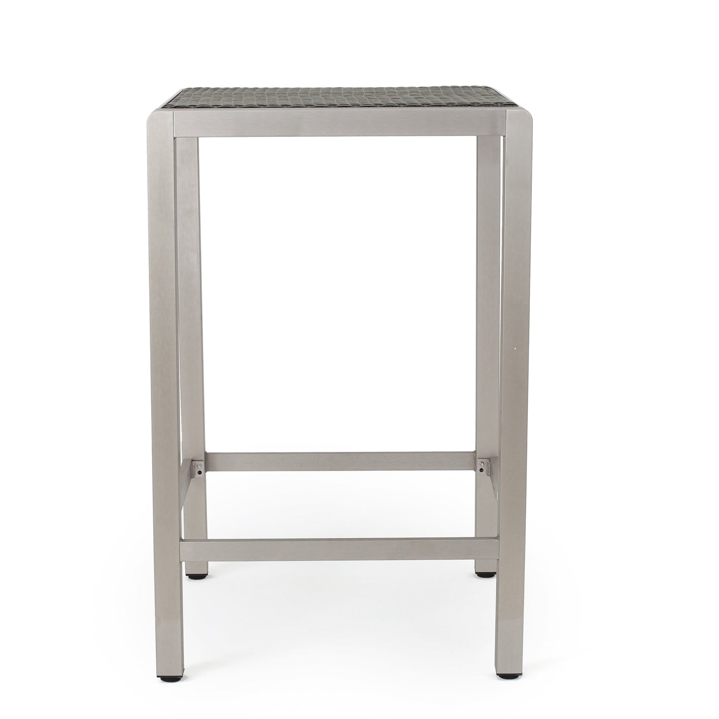 43" Outdoor Aluminum Frame Bar Table with PE Rattan Table Top, Grey Finish
