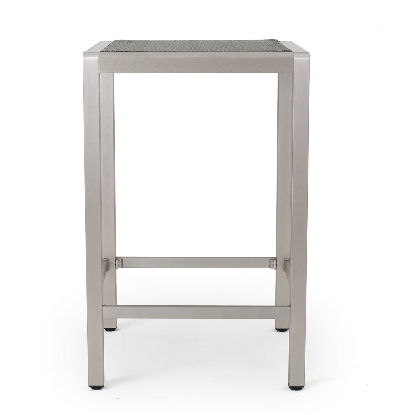 43" Outdoor Aluminum Frame Bar Table with PE Rattan Table Top, Grey Finish