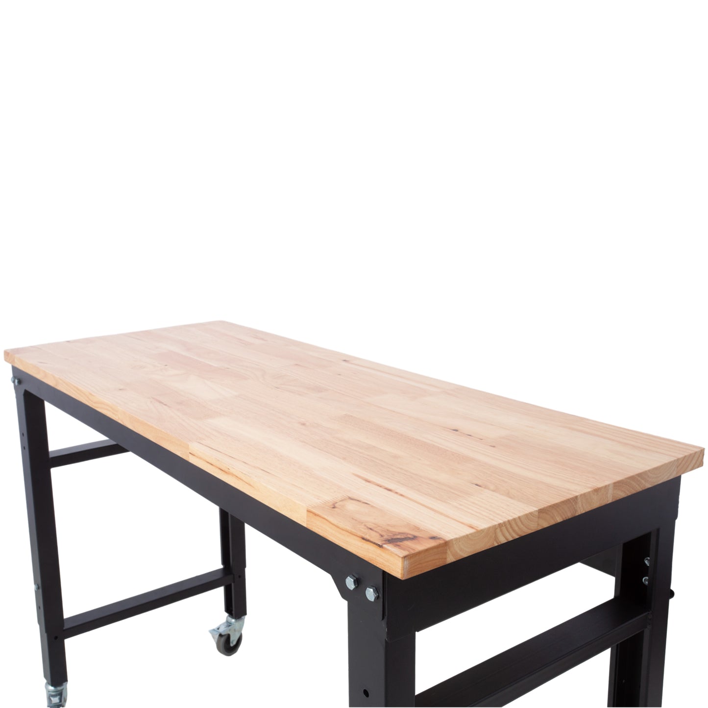 Workbench - 48" Wide Rolling Workbenches for Garage - Adjustable Height, Workshop Tool Bench, Metal with rubber Wood Top