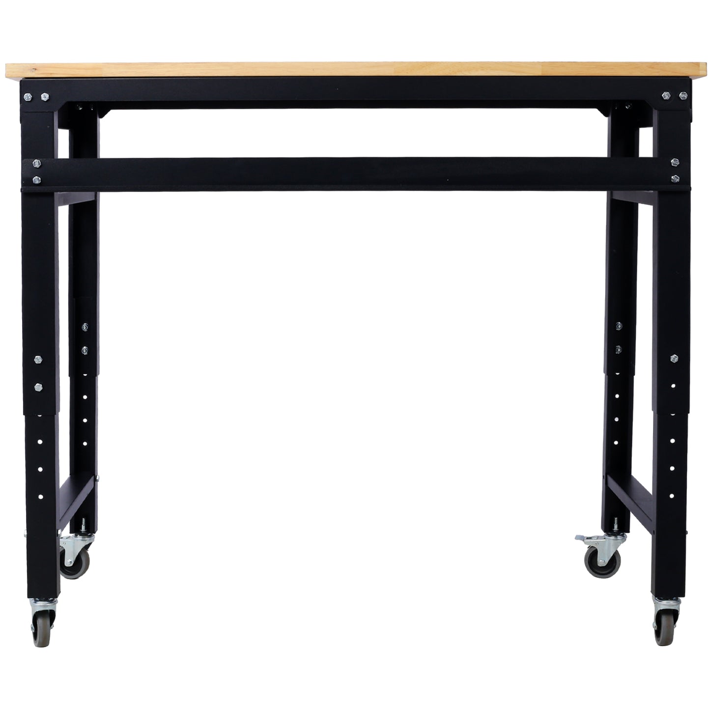 Workbench - 48" Wide Rolling Workbenches for Garage - Adjustable Height, Workshop Tool Bench, Metal with rubber Wood Top