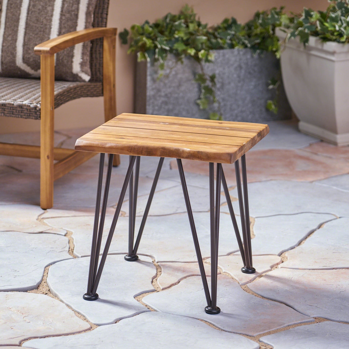 ZION INDUSTRIAL WOOD AND METAL ACCENT TABLE