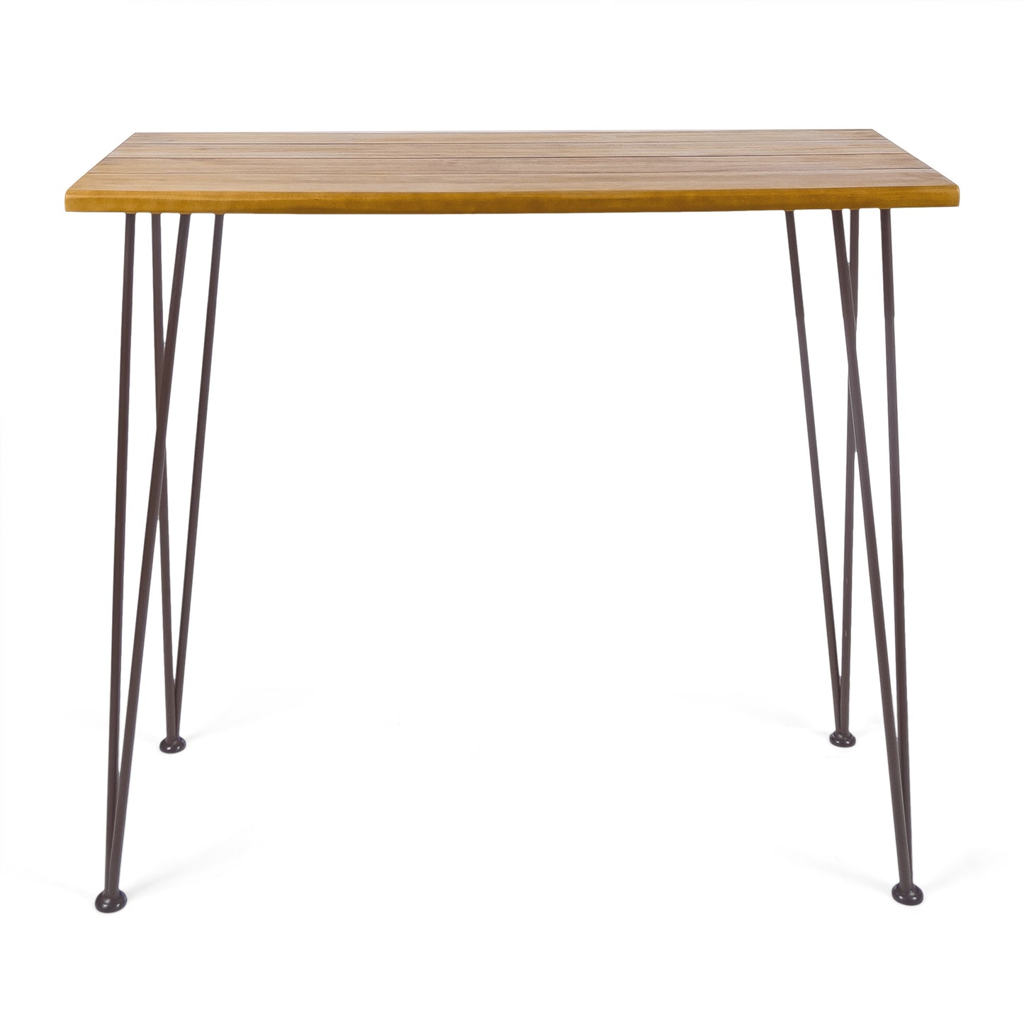 INDUSTRIAL WOOD AND METAL BAR TABLE