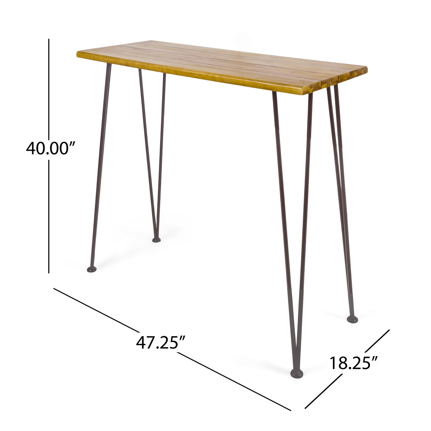 INDUSTRIAL WOOD AND METAL BAR TABLE