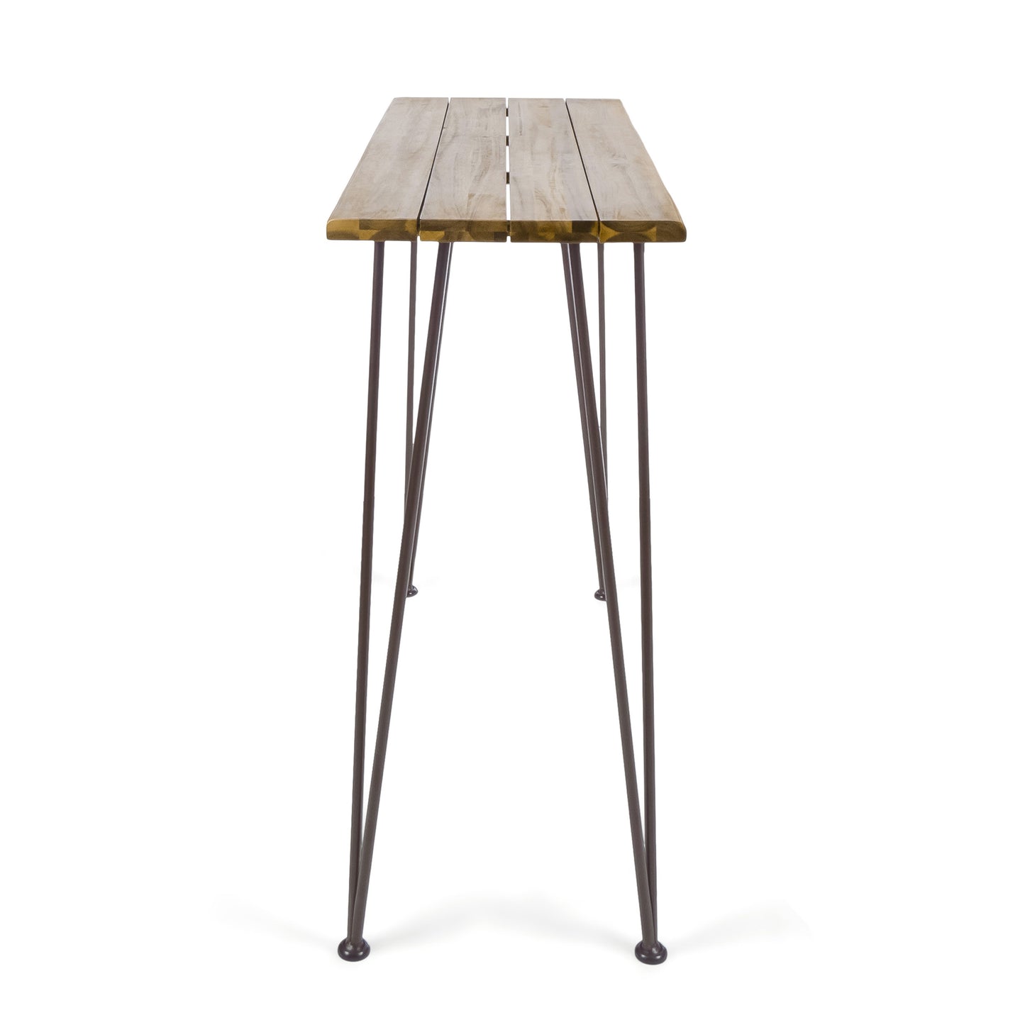 INDUSTRIAL WOOD AND METAL BAR TABLE