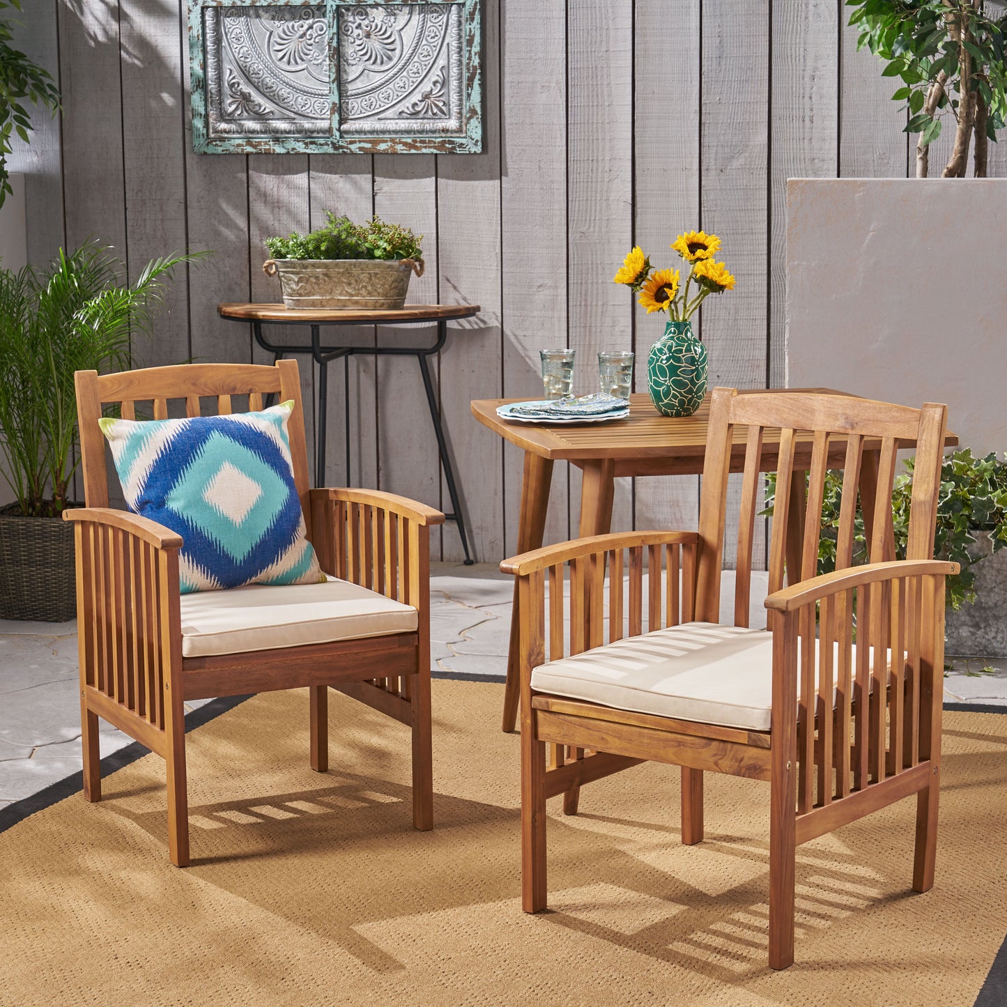 DINING CHAIR,2PCS with 2 Cushions