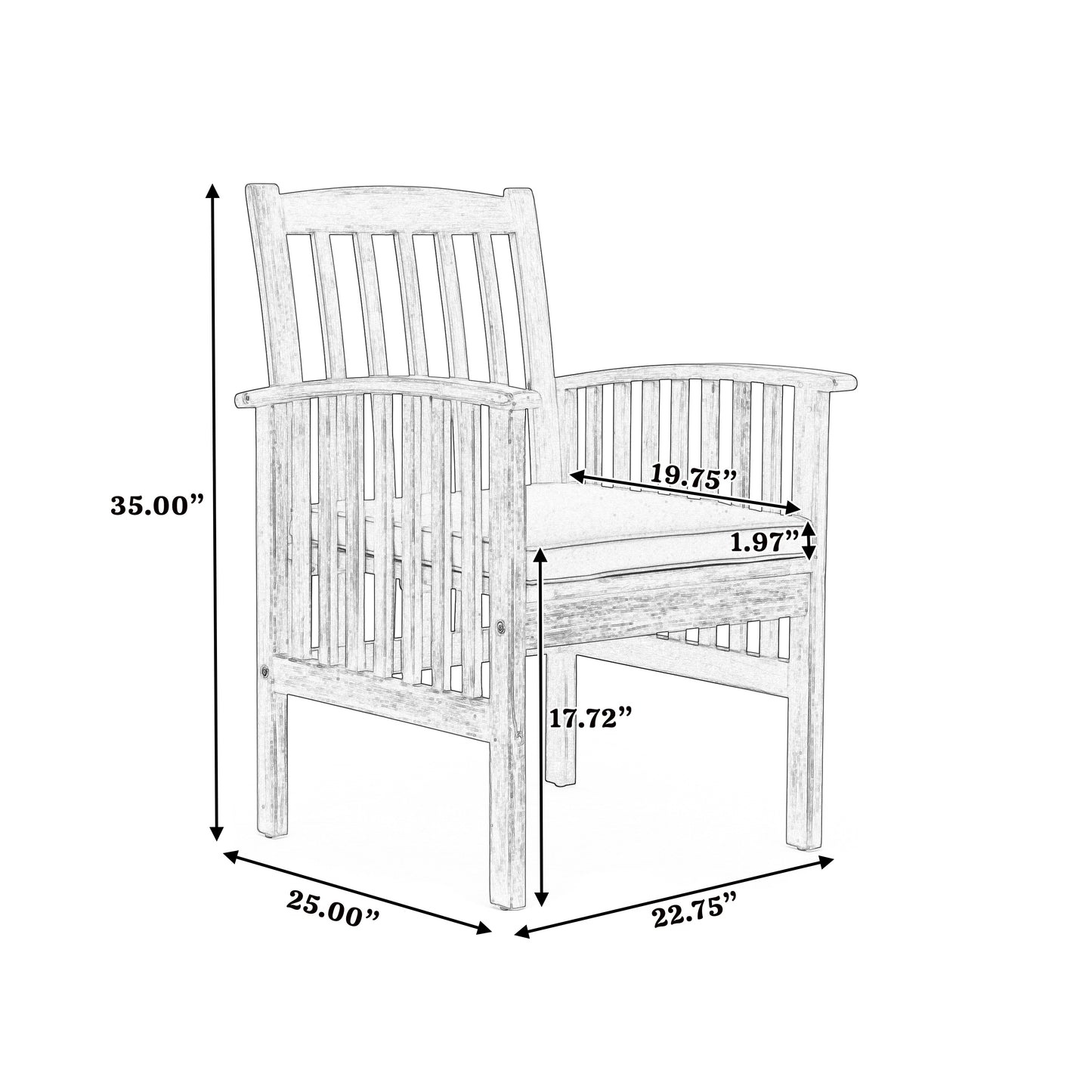 DINING CHAIR,2PCS with 2 Cushions