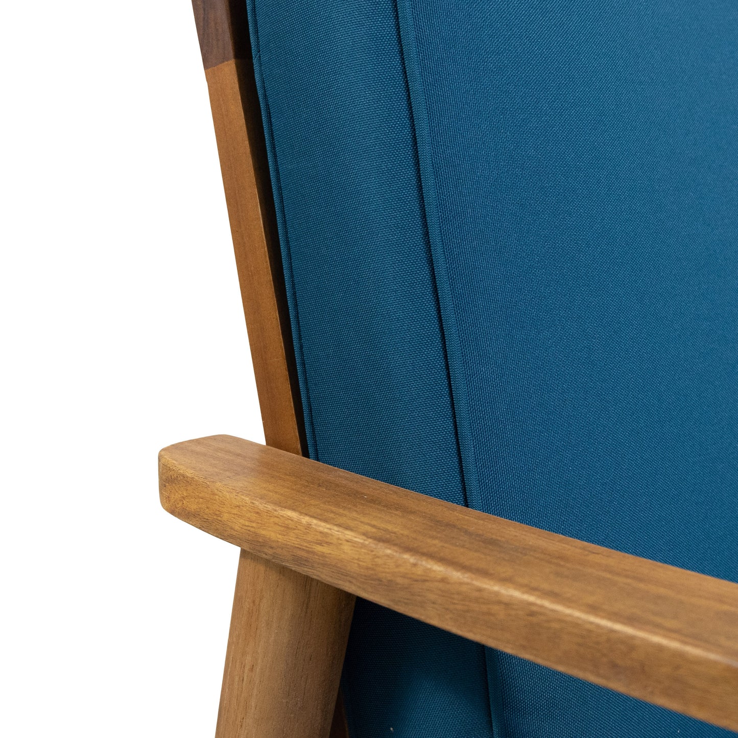 4-Piece Wood Outdoor Patio Conversation Seating Set with Dark Teal Cushions