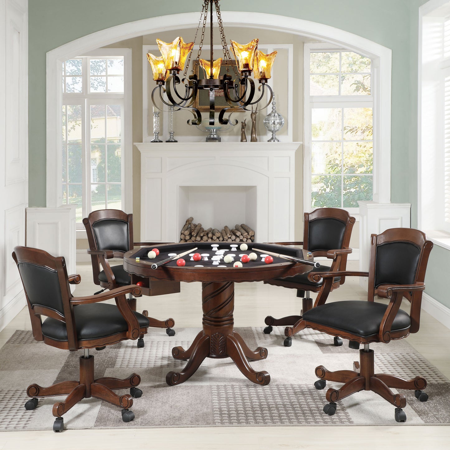 Brenton Tobacco Game Table with 8 Cupholders