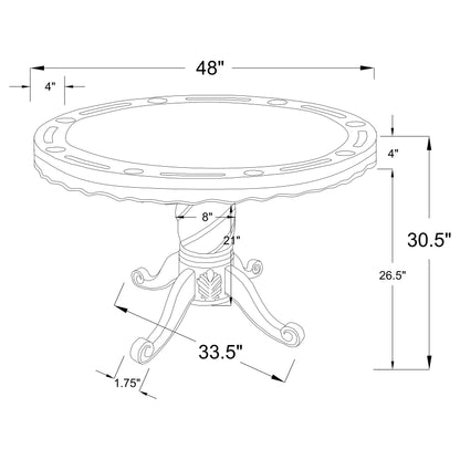 Brenton Tobacco Game Table with 8 Cupholders