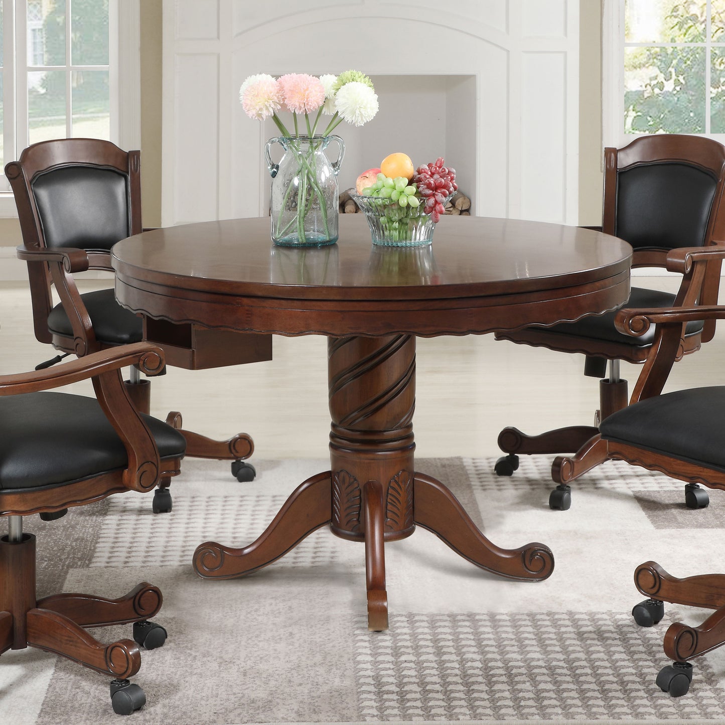 Brenton Tobacco Game Table with 8 Cupholders