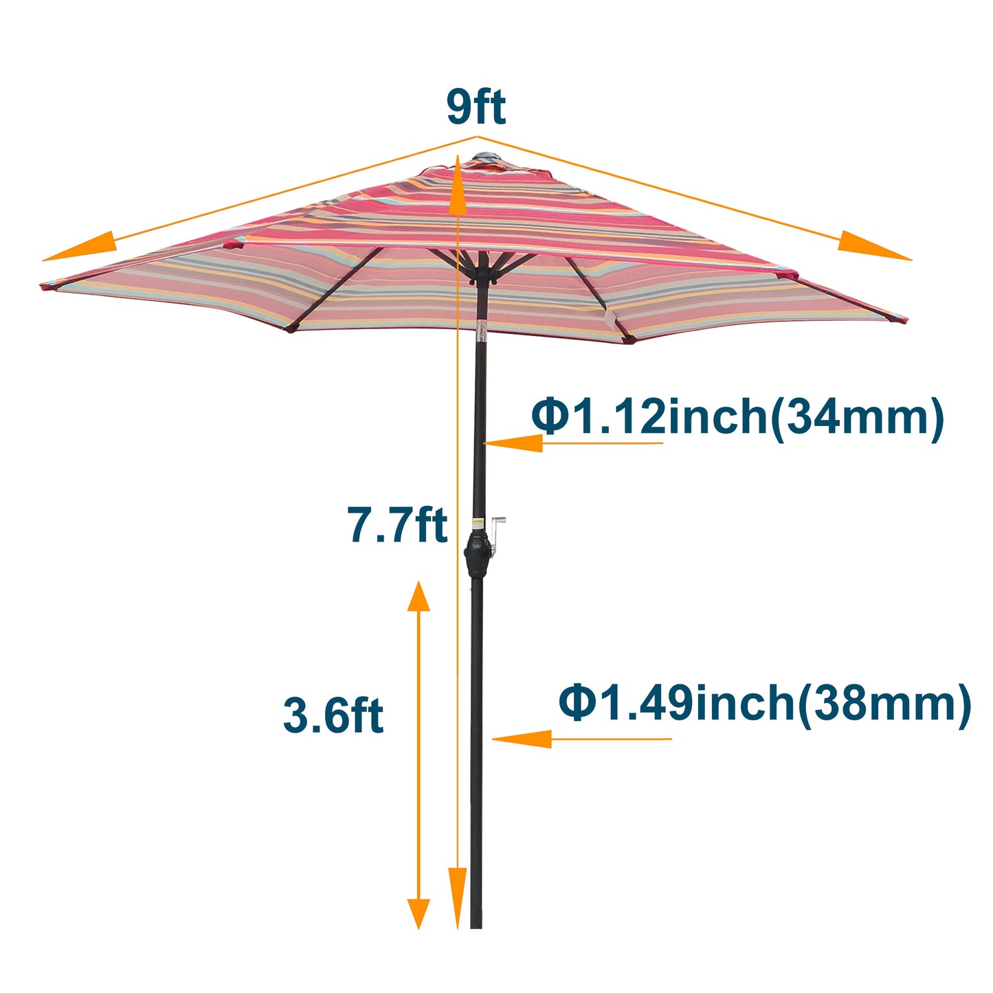 9FT UMBRELLA Red Stripes