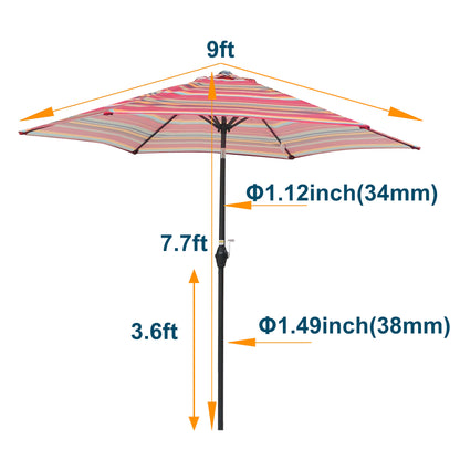 9FT UMBRELLA Red Stripes
