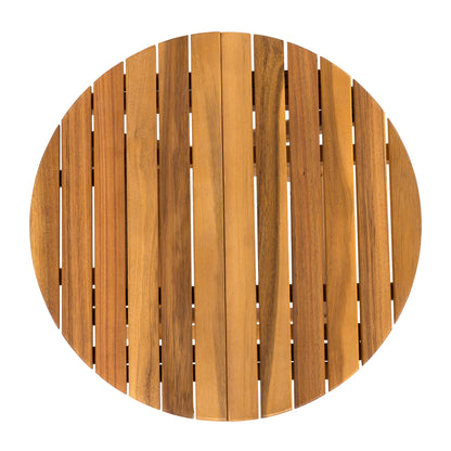 Patio Set Outdoor Acacia Wood Furniture Sets-Modern Club Chair Conversation Sets with Foldable End Table for Garden, Patio & Deck (Brown Patina+Cream Cushion)