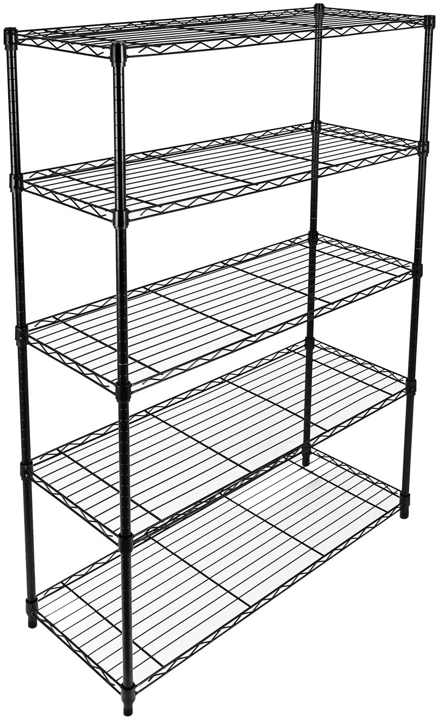 Simple Deluxe Heavy Duty 5-Shelf Shelving Unit with Wheel and Adjustable Feet, 36'' X 14'' X 60'', 5 Tier