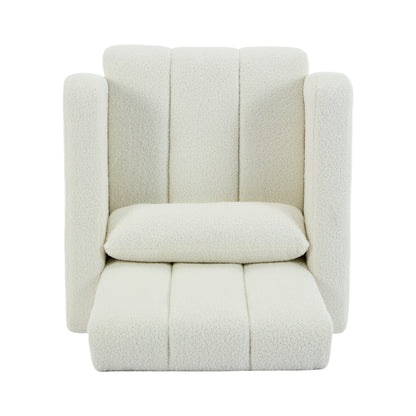 Accent Rocking Chair with Pillow, Ultimate Comfort for Your Home, Teddy Velvet, Cream White