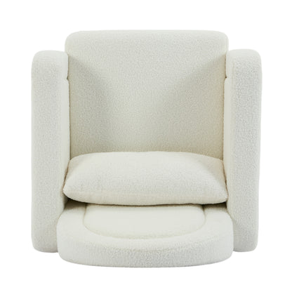 Accent Rocking Chair with Curved Back & Pillow, Ultimate Comfort for Your Home, Teddy Velvet, Cream White