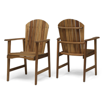 Outdoor Weather Resistant Acacia Wood Dining Chairs (Set of 2), Natural Finish