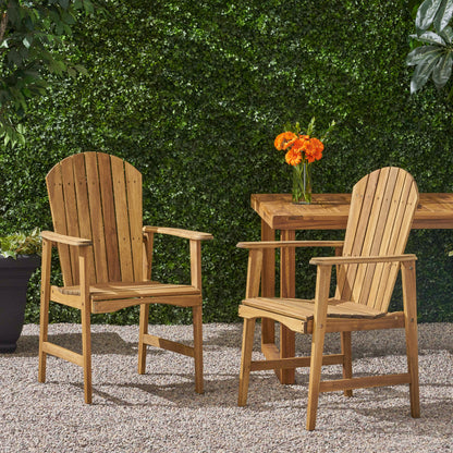 Outdoor Weather Resistant Acacia Wood Dining Chairs (Set of 2), Natural Finish
