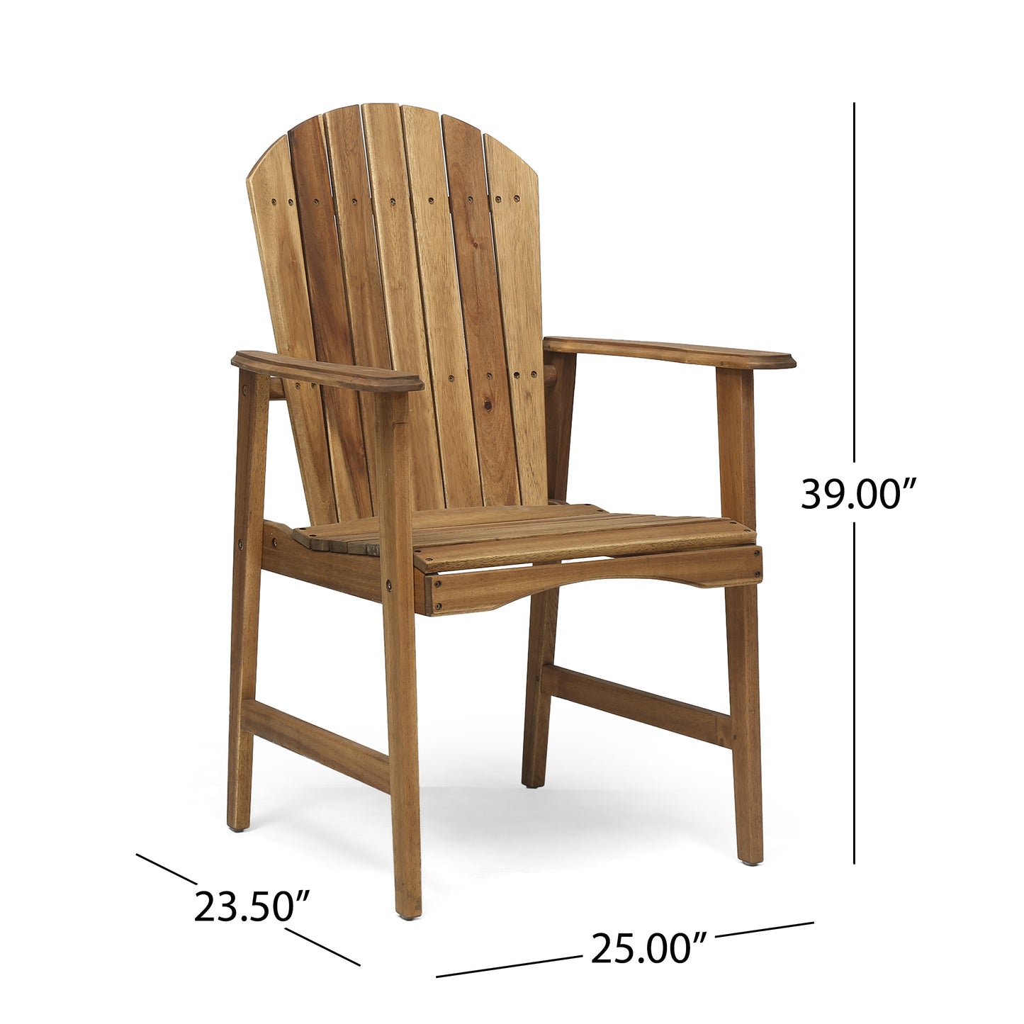 Outdoor Weather Resistant Acacia Wood Dining Chairs (Set of 2), Natural Finish