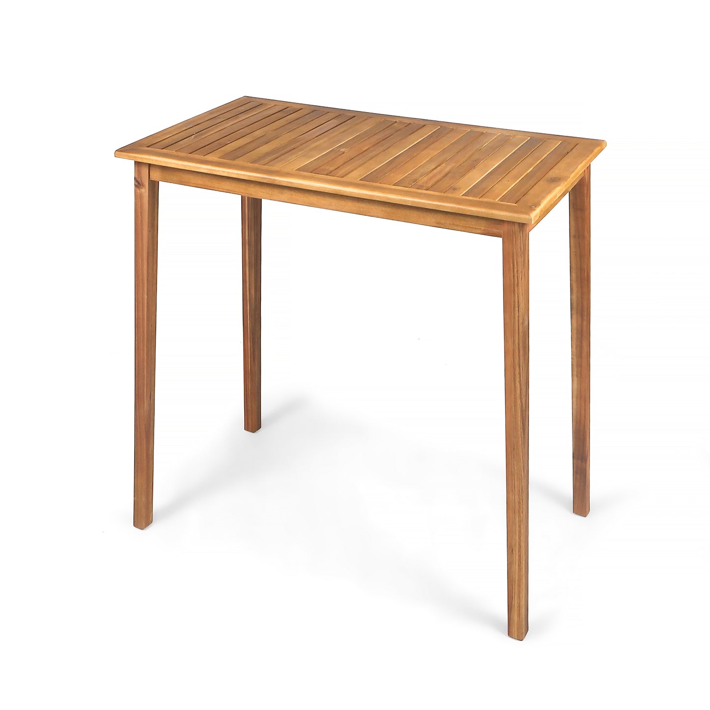 Outdoor Minimalist Acacia Wood Rectangle Bar Table - Teak Finish