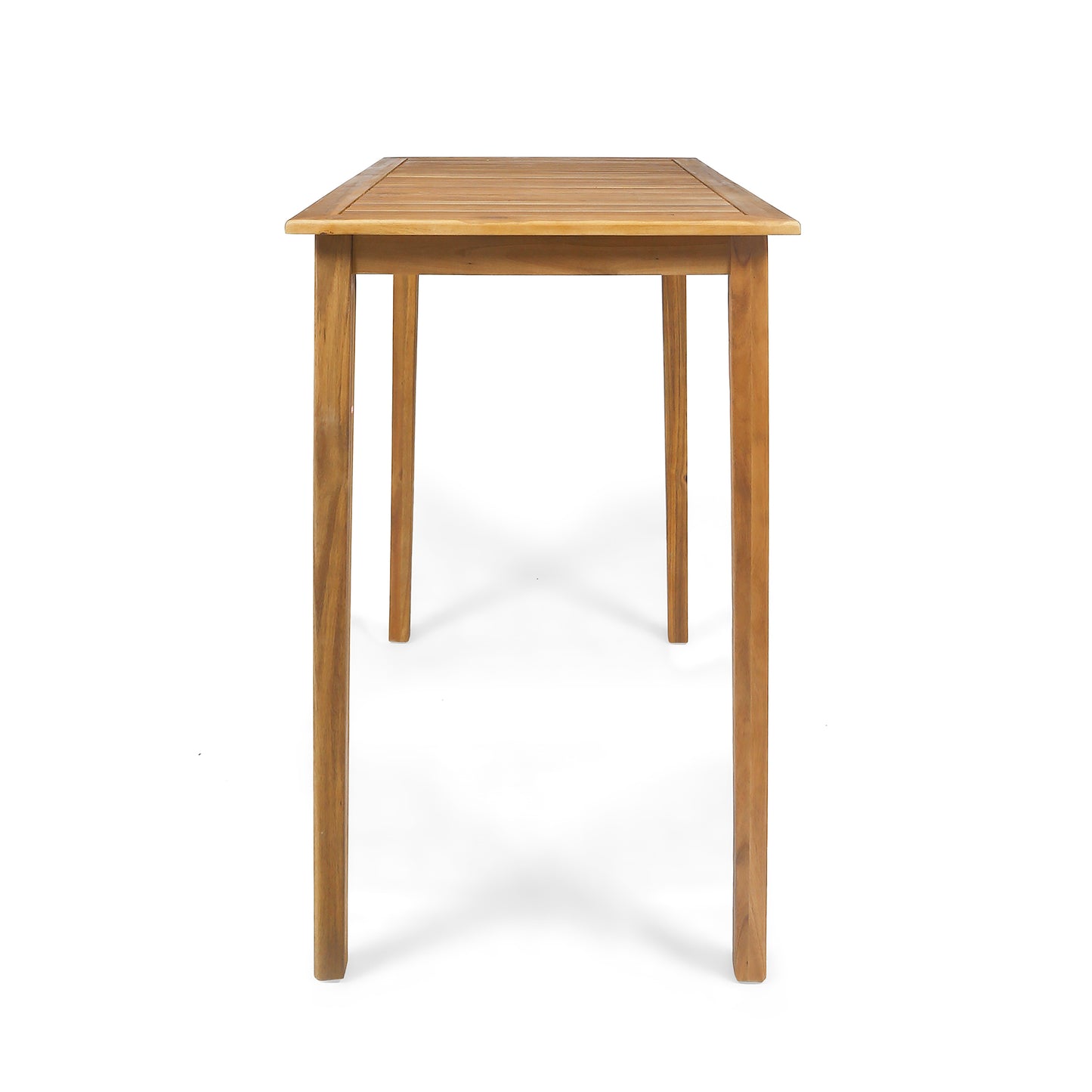Outdoor Minimalist Acacia Wood Rectangle Bar Table - Teak Finish