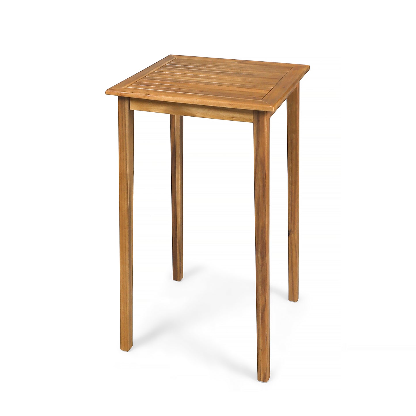 Outdoor Minimalist Acacia Wood Square Bar Table - Teak Finish