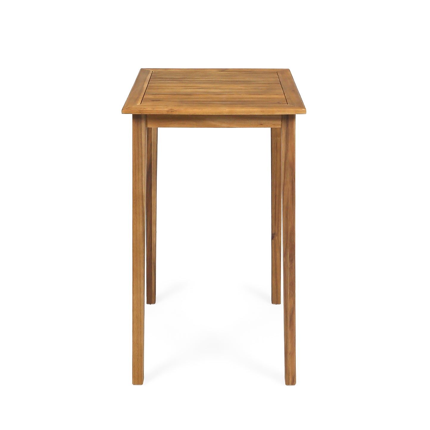 Outdoor Minimalist Acacia Wood Square Bar Table - Teak Finish