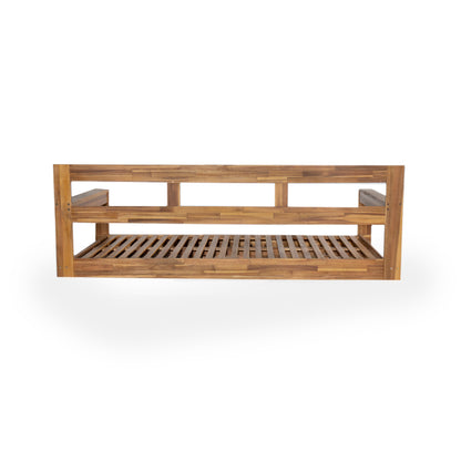 TOPMAX Patio Wooden Twin Size Porch Swing Daybed Frame, Garden Swing Bench Chair with 4 Hanging Ropes for Backyard,Outdoor,Natural