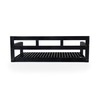 TOPMAX Patio Wooden Twin Size Porch Swing Daybed Frame, Garden Swing Bench Chair with 4 Hanging Ropes for Backyard,Outdoor,Black