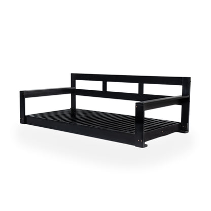 TOPMAX Patio Wooden Twin Size Porch Swing Daybed Frame, Garden Swing Bench Chair with 4 Hanging Ropes for Backyard,Outdoor,Black