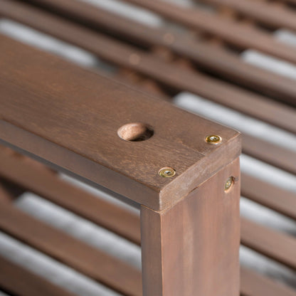 TOPMAX Patio Wooden Twin Size Porch Swing Daybed Frame, Garden Swing Bench Chair with 4 Hanging Ropes for Backyard,Outdoor,Brown