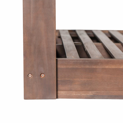 TOPMAX Patio Wooden Twin Size Porch Swing Daybed Frame, Garden Swing Bench Chair with 4 Hanging Ropes for Backyard,Outdoor,Brown