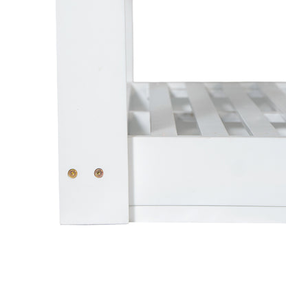 TOPMAX Patio Wooden Twin Size Porch Swing Daybed Frame, Garden Swing Bench Chair with 4 Hanging Ropes for Backyard,Outdoor,White