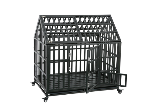 Heavy Duty Dog Cage pet Crate with Roof