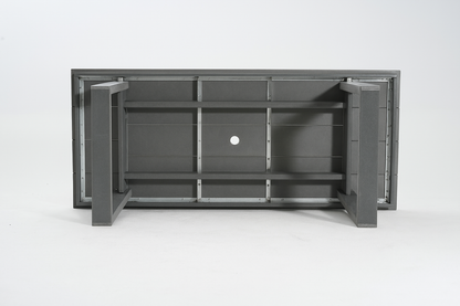 5-Piece Gray Outdoor Dining Set – All-Weather 69" Rectangular Patio Table with Umbrella Hole & 4 Armless Chairs for Backyard/Poolside