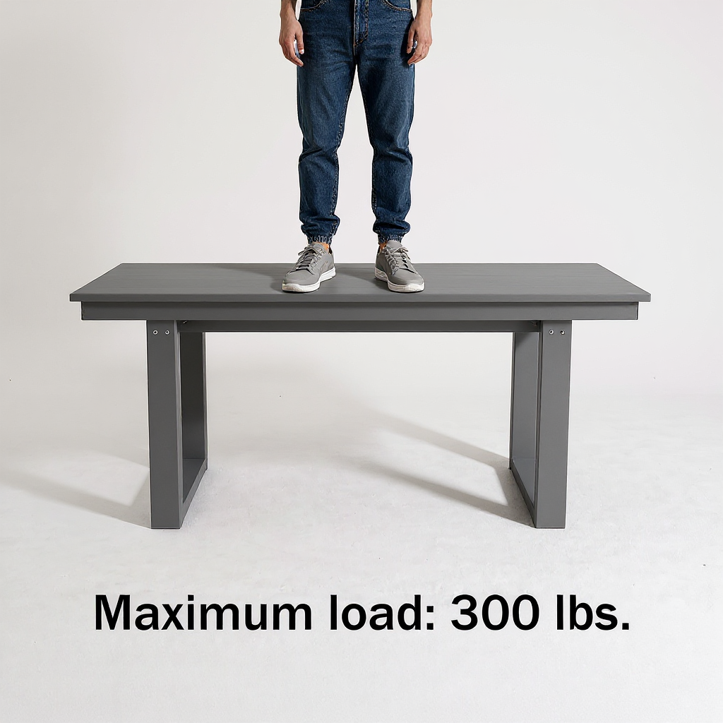 5-Piece Gray Outdoor Dining Set – All-Weather 69" Rectangular Patio Table with Umbrella Hole & 4 Armless Chairs for Backyard/Poolside