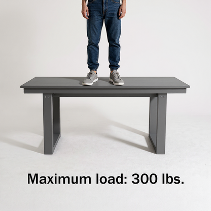 5-Piece Gray Outdoor Dining Set – All-Weather 69" Rectangular Patio Table with Umbrella Hole & 4 Armless Chairs for Backyard/Poolside