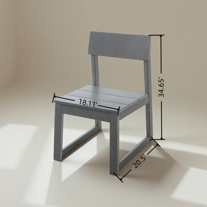 5-Piece Gray Outdoor Dining Set – All-Weather 69" Rectangular Patio Table with Umbrella Hole & 4 Armless Chairs for Backyard/Poolside