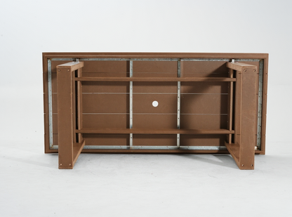 5-Piece Brown Outdoor Dining Set – Weather-Resistant Patio Table with Umbrella Hole & 4 Chairs for Backyard/Poolside