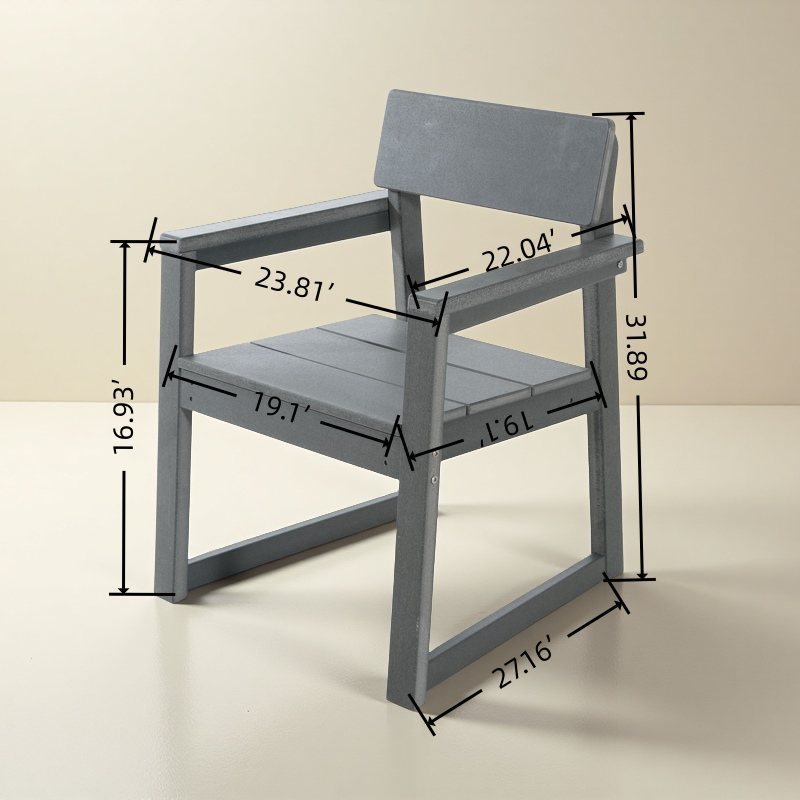 5-Piece Outdoor Dining Set for 4 – Weather-Resistant Patio Table with Umbrella Hole and 4 Armrest Chairs, Durable Garden Furniture for Backyard, Lawn, Deck, or Poolside (Grey)