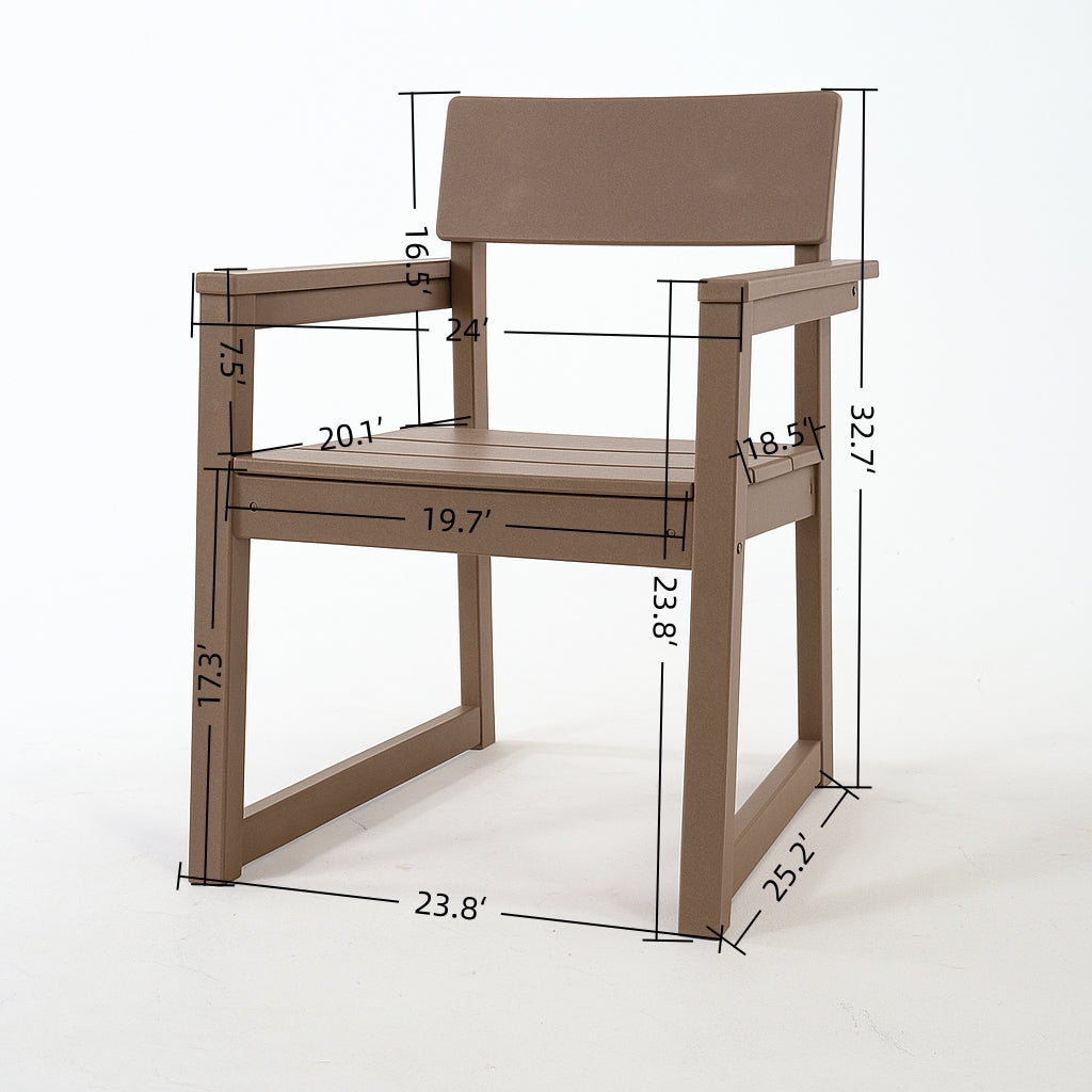 5-Piece Outdoor Dining Set for 4 – Weather-Resistant Patio Table with Umbrella Hole and 4 Armrest Chairs, Durable Garden Furniture for Backyard, Lawn, Deck, or Poolside (Wood)