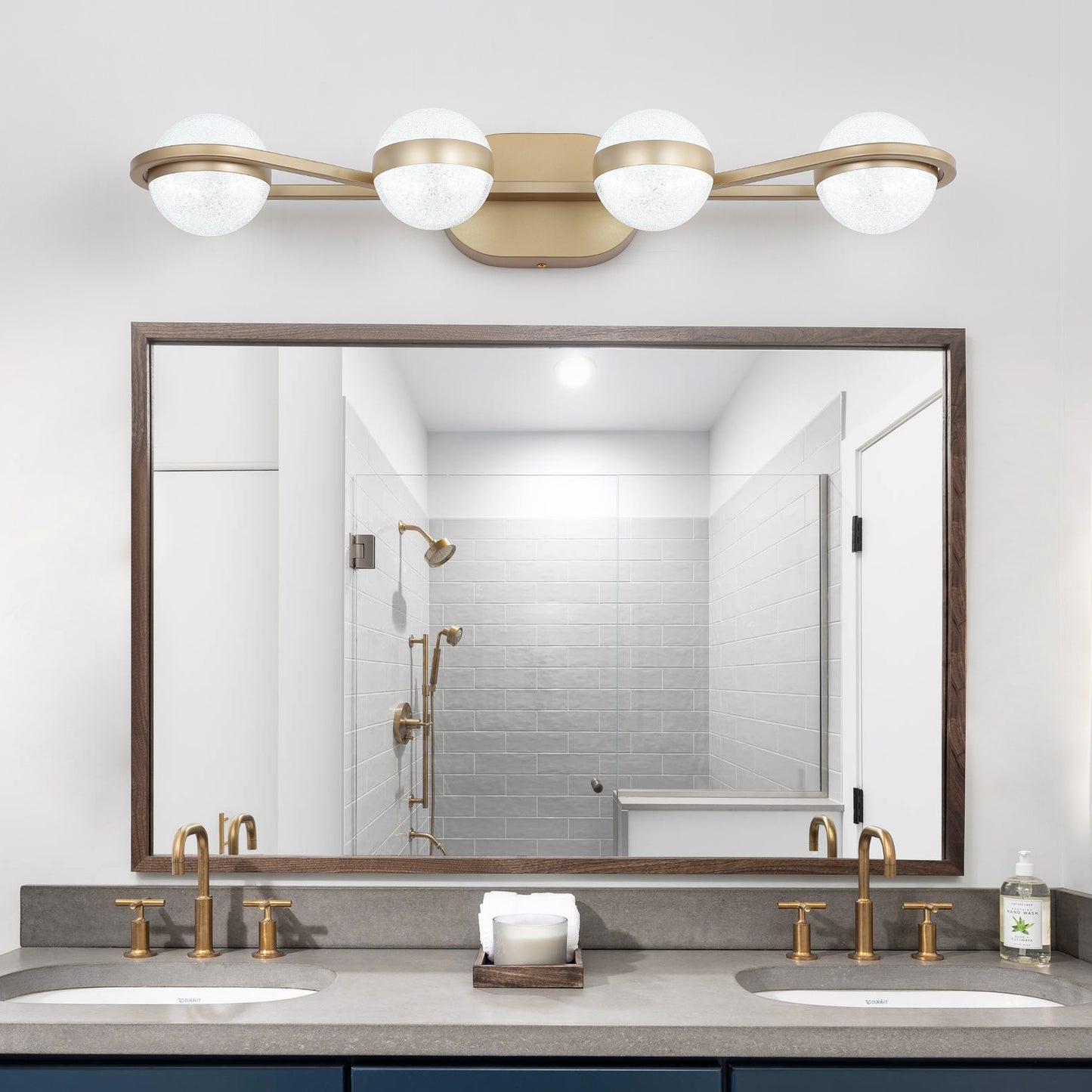 Modern Minimalist Gold Bathroom Vanity Light, 4 Bulb Acrylic Shades, Wall Mounted Decorative Lighting Fixture, Suitable for Bathroom Vanity Mirror
