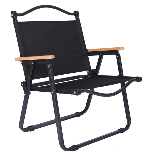 Folding Camping Chair for Adults with Handle and Storage Bag, Small Size, 253lbs Load Bearing Collapsible Outdoor Furniture for Leisure, Beach, Picnic, Hiking, Fishing (Color: Black),